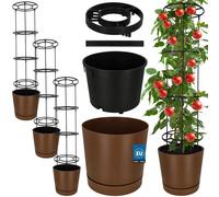 KOTARBAU® - Lot de 3 pots de culture pour tomates, diamètre 39 cm. Pots de fleurs avec support de croissance pour plantes grimpantes. Tour de tomates, hauteur 141 cm. Robuste et durable, en plastique,