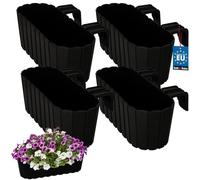 KOTARBAU® Lot de 4 Jardinière Extérieur - Pot de Fleur - PVC - 40 x 15 x 15 cm - Anthracite - Jardinière Balcon - Rectangulaire - Légère - avec Support pour Balconnière - Décorative