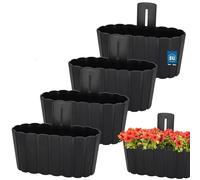 KOTARBAU® Lot de 4 jardinières de balcon - Suspension murale - Pot de fleurs - 28 x 14 cm - Hauteur : 13 cm - Anthracite - Suspension murale pour plantes - Pot de fleurs suspendu - Plastique