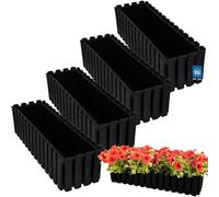 KOTARBAU® Lot de 4 Jardinières Extérieure - Plastique - 58x18x16 cm - Anthracite - Pot de Fleur - Rectangulaire - Bac à Fleurs - Jardinière Balcon - Pot de Fleur Extérieur - Facile à Nettoyer