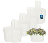 KOTARBAU® Lot de 4 jardinières murales pour balcon - Pot de fleurs - 20 x 14 cm - Hauteur : 13 cm - Blanc - Pot de fleurs mural - Pot de fleurs suspendu - En plastique