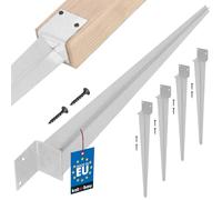 KOTARBAU® Lot de 4 Pièces Support Poteau Bois - Pied de Poteau - 500 mm - Acier Galvanisé - 50 x 60 mm - Argent - pour Clôtures - Pavillons - Pergolas - Résistant à la Corrosion