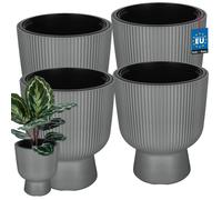 KOTARBAU® Lot de 4 Pot de Fleur Pot Plastique Plante Ø 29 cm avec Bac Intérieur Pot de Jardin Pot de Fleur Exterieur H : 36 cm PVC