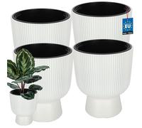 KOTARBAU® Lot de 4 Pot de Fleur Pot Plastique Plante Ø 29 cm avec Bac Intérieur Pot de Jardin Pot de Fleur Exterieur H : 36 cm PVC