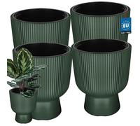 KOTARBAU® Lot de 4 Pot de Fleur Pot Plastique Plante Ø 29 cm avec Bac Intérieur Pot de Jardin Pot de Fleur Exterieur H : 36 cm PVC