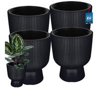 KOTARBAU® Lot de 4 Pot de Fleur Pot Plastique Plante Ø 29 cm avec Bac Intérieur Pot de Jardin Pot de Fleur Exterieur H : 36 cm PVC