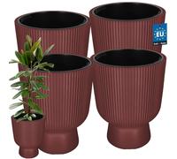 KOTARBAU® Lot de 4 Pot de Fleur Pot Plastique Plante Ø 39 cm avec Bac Intérieur Pot de Jardin Pot de Fleur Exterieur H : 49 cm PVC