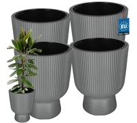 KOTARBAU® Lot de 4 Pot de Fleur Pot Plastique Plante Ø 39 cm avec Bac Intérieur Pot de Jardin Pot de Fleur Exterieur H : 49 cm PVC