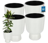KOTARBAU® Lot de 4 Pot de Fleur Pot Plastique Plante Ø 39 cm avec Bac Intérieur Pot de Jardin Pot de Fleur Exterieur H : 49 cm PVC