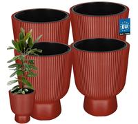 KOTARBAU® Lot de 4 Pot de Fleur Pot Plastique Plante Ø 39 cm avec Bac Intérieur Pot de Jardin Pot de Fleur Exterieur H : 49 cm PVC