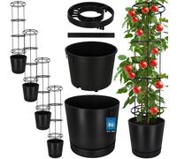 KOTARBAU® : Lot de 4 pots de culture pour tomates, diamètre 39 cm. Pots de fleurs avec support de croissance pour plantes grimpantes. Tour de tomates, hauteur 141 cm. Robuste et durable, en plastique 