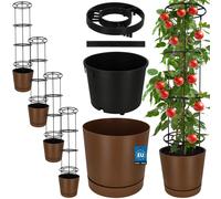 KOTARBAU® : Lot de 4 pots de culture pour tomates, diamètre 39 cm. Pots de fleurs avec support de croissance pour plantes grimpantes. Tour de tomates, 141 cm. Robuste et durable, en plastique, couleur