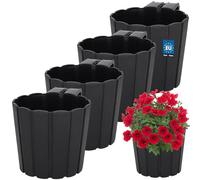 KOTARBAU® Lot de 4 pots de fleurs à suspendre - Diamètre : 15 cm - Hauteur : 13 cm - Anthracite - Grand pot de fleurs extérieur - Jardinière de balcon - Pot à suspendre pour balcon