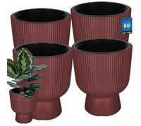 KOTARBAU® : Lot de 4 pots de fleurs, diamètre 29 cm, pots pour orchidées, pots de culture avec pot intérieur, pots de plantes avec socle, à motifs rainurés, forme de calice, jardinières en plastique, 