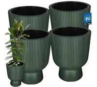 KOTARBAU® : Lot de 4 pots de fleurs, diamètre 39 cm, pots pour orchidées, pots de culture avec pot intérieur, pots de plantes avec socle, à motifs rainurés, forme de calice, jardinières en plastique, 