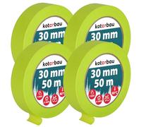 KOTARBAU® Lot de 4 rubans de masquage fluo de 50 m de ruban crépon de 30 mm de ruban adhésif de peintre Accessoires de peinture Vert fluorescent Papier crépon Fournitures de peinture