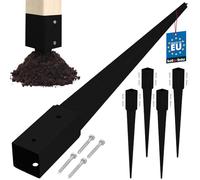 KOTARBAU® Lot de 4 supports de poteau à enfoncer - 61 x 61 x 750 mm - En acier galvanisé revêtu par pulvérisation - Piquet à enfoncer - Clôture de jardin - Piquet de terre - Ancrage au sol - Manchons