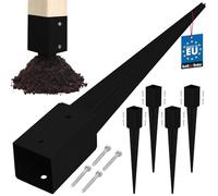 KOTARBAU® Lot de 4 supports de poteau à enfoncer - 81 x 81 x 750 mm - En acier galvanisé revêtu par pulvérisation - Piquet à enfoncer - Clôture de jardin - Piquet de terre - Ancrage au sol - Manchons