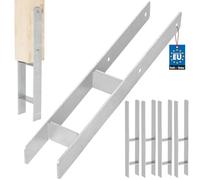 KOTARBAU® Lot de 4 supports de poteau en H à sceller dans le béton - 80 mm/600 mm - Ancre en H en acier galvanisé argenté - Chaussures de soutien - Avec ancrage en béton - Support en acier