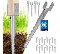 KOTARBAU® Lot de 4 supports de poteau en U à visser - 90 x 710 mm - En acier galvanisé - Douille à enfoncer - Douille à enfoncer au sol - Base de poteau - Boulons en U - Ancre de terre - Piquet de