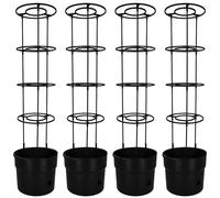 KOTARBAU® Lot de 4 supports pour tomates, pots de culture ⌀ 35 cm, H : 128 cm, bacs à fleurs, jardinières, support pour plantes grimpantes, pot de culture pour tomates et concombres avec échelle, anth
