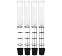 KOTARBAU® Lot de 4 tuteurs pour tomates avec film plastique, H : 153 cm, avec cloche à tomates ⌀ 40 cm, jardinière à tomates, pot de fleurs, serre avec échelle, noir