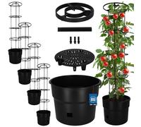 KOTARBAU Lot de 4 tuteurs pour tomates - Pot de culture - Diamètre : 35 cm - Hauteur : 128 cm - Jardinière - Jardinière - Tuteur de concombres - Pot de culture de tomates avec échelle pour balcon