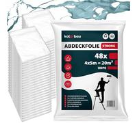 KOTARBAU® Lot de 48 Bâche Plastique Protection - 4 x 5 m - Transparent - Bâche Peinture de Protection Sol - Robuste Réutilisable - Film de Couverture