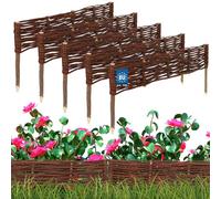 KOTARBAU® Lot de 5 Clôture Bois - Bordure Jardin Extérieur - 60 x 10 cm - Bordure de Jardin en Osier à Planter - Marron - Cloture en Osier - Décoration Extérieure