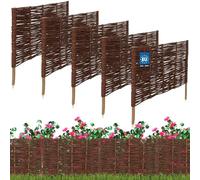 KOTARBAU® Lot de 5 Clôture Bois - Bordure Jardin Extérieur - 60 x 40 cm - Bordure de Jardin en Osier à Planter - Marron - Cloture en Osier - Décoration Extérieure