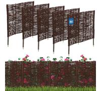 KOTARBAU® Lot de 5 Clôture Bois - Bordure Jardin Extérieur - 60 x 60 cm - Bordure de Jardin en Osier à Planter - Marron - Cloture en Osier - Décoration Extérieure