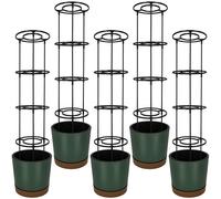 KOTARBAU® : Lot de 5 pots de culture pour tomates, diamètre 29 cm, pots de fleurs avec support de croissance pour plantes grimpantes, tour de tomates de 108 cm, robustes et durables, en plastique, de
