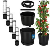 KOTARBAU® : Lot de 5 pots de culture pour tomates, diamètre 29 cm, pots de fleurs avec support de croissance pour plantes grimpantes, tour de tomates de 108 cm, robustes et durables, en plastique anth