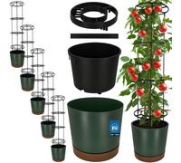 KOTARBAU® : Lot de 5 pots de culture pour tomates, diamètre 39 cm. Pots de fleurs avec support de croissance pour plantes grimpantes. Tour de tomates, hauteur 141 cm. Robuste et durable, en plastique,