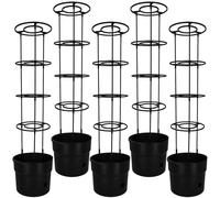 KOTARBAU® Lot de 5 supports pour tomates, pots de culture ⌀ 35 cm, H : 128 cm, bacs à fleurs, jardinières, support pour plantes grimpantes, pot de culture pour tomates et concombres avec échelle, anth