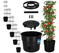 KOTARBAU Lot de 5 tuteurs pour tomates - Pot de culture - Diamètre : 35 cm - Hauteur : 128 cm - Jardinière - Jardinière - Tuteur concombres - Pot de culture de tomates avec échelle pour balcon