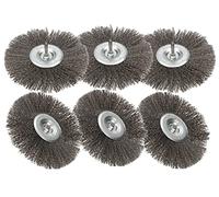 KOTARBAU® Lot de 6 brosses à disques 150 mm avec tige ronde en fil d'acier ondulé pour perceuses