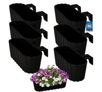 KOTARBAU® Lot de 6 Jardinière Extérieur - Pot de Fleur - PVC - 40 x 15 x 15 cm - Anthracite - Jardinière Balcon - Rectangulaire - Légère - avec Support pour Balconnière - Décorative