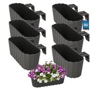 KOTARBAU® Lot de 6 Jardinière Extérieur - Pot de Fleur - PVC - 40 x 15 x 15 cm - Gris - Jardinière Balcon - Rectangulaire - Légère - avec Support pour Balconnière - Décorative