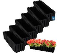 KOTARBAU® Lot de 6 Jardinières Extérieure - Plastique - 58x18x16 cm - Anthracite - Pot de Fleur - Rectangulaire - Bac à Fleurs - Jardinière Balcon - Pot de Fleur Extérieur - Facile à Nettoyer