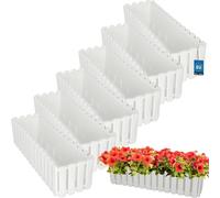 KOTARBAU® Lot de 6 Jardinières Extérieure Plastique 58x18x16 cm Blanc Pot de Fleur Rectangulaire Bac à Fleurs Jardinière Balcon Pot de Fleur Extérieur