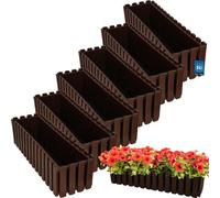 KOTARBAU® Lot de 6 Jardinières Extérieure Plastique 58x18x16 cm Brun Pot de Fleur Rectangulaire Bac à Fleurs Jardinière Balcon Pot de Fleur Extérieur