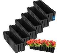 KOTARBAU® Lot de 6 Jardinières Extérieure Plastique 58x18x16 cm Gris Pot de Fleur Rectangulaire Bac à Fleurs Jardinière Balcon Pot de Fleur Extérieur