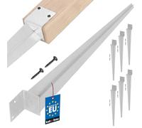 KOTARBAU® Lot de 6 Pièces Support Poteau Bois - Pied de Poteau - 500 mm - Acier Galvanisé - 50 x 60 mm - Argent - pour Clôtures - Pavillons - Pergolas - Résistant à la Corrosion