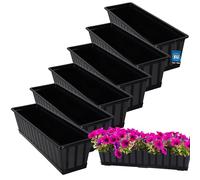 KOTARBAU® Lot de 6 Pot de Fleur Exterieur - Jardinières Exterieur - PVC - 60 x 18 x 14 cm - Anthracite - Jardinière Balcon - Rectangulaire - avec Soucoupe - Bac à Fleurs