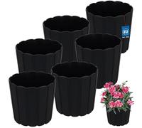 KOTARBAU Lot de 6 pots de fleurs - Diamètre : 15 cm - Hauteur : 13 cm - En plastique - Pour plantes d'intérieur - Grand - Extérieur - Cache-pot - Balcon - Décoratif