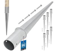 KOTARBAU® Lot de 6 Support Poteau Bois - ⌀ 80 mm - Support Poteau à Enfoncer - Acier Galvanisé - Argent - pour Poteaux Bois Rond - Résistant à La Corrosion
