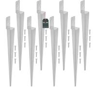 KOTARBAU® Lot de 8 Pièces Support Poteau Bois - Pied de Poteau - 600 mm - Acier Galvanisé - 60 x 110 mm - Argent - pour Clôtures - Pavillons - Pergolas - Résistant à la Corrosion