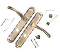 KOTARBAU® Lot de poignées de porte avec loquet pour salle de bain, 72 mm, poignées de porte à plaque longue, 2 poignées, poignées de porte intérieure et extérieure, poignées de porte en cuir, kit de