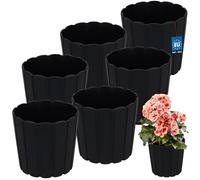 KOTARBAU® Lot de pots de fleurs - Pot de fleurs - En plastique - Pour plantes d'intérieur - Grand - Extérieur - Cache-pot - Balcon - Décoratif, anthracite, ⌀ 17 cm